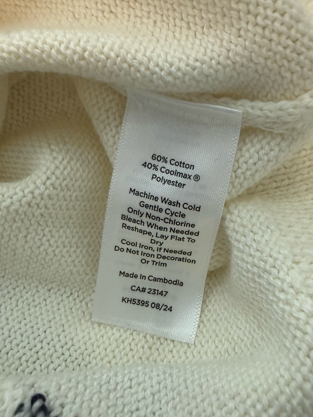 T by Talbots Cream and Navy Striped Cowl Sweater with Pink Trim NWT sz XL - Picture 10 of 10